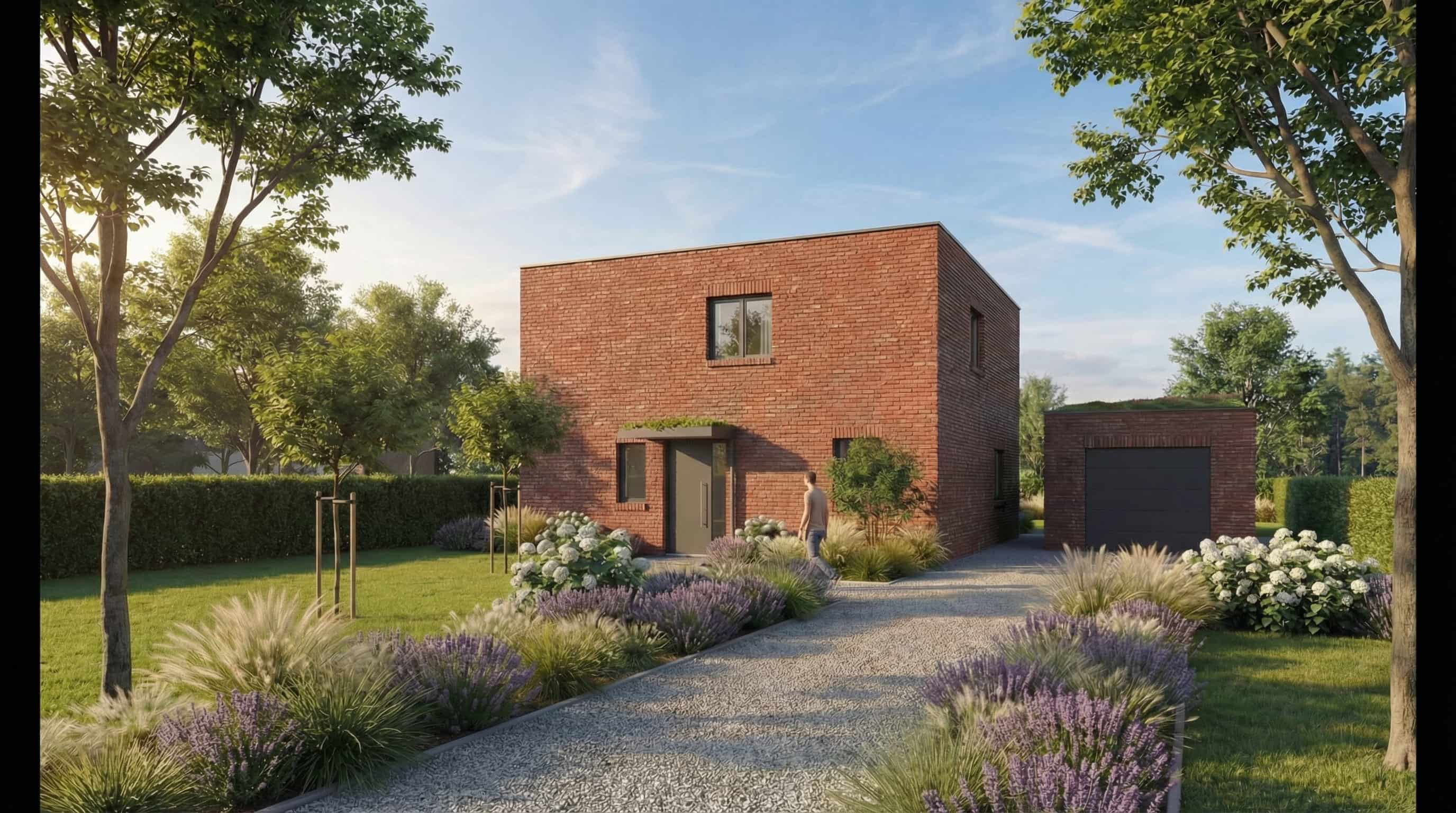 3D Rendering eines Einfamilienhauses mit modernem Design